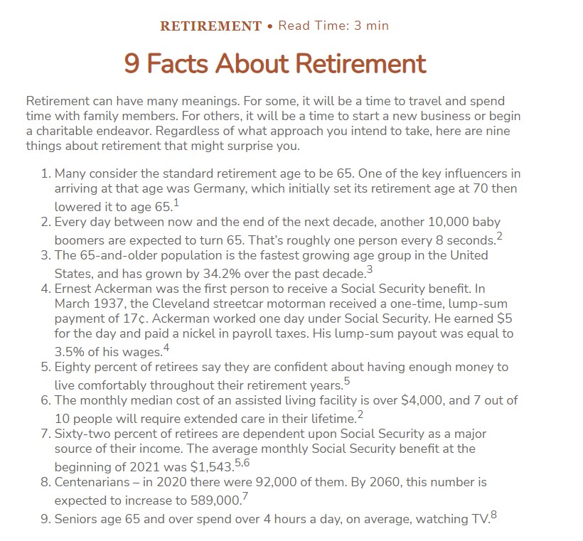 9 Facts About Retirement 1
