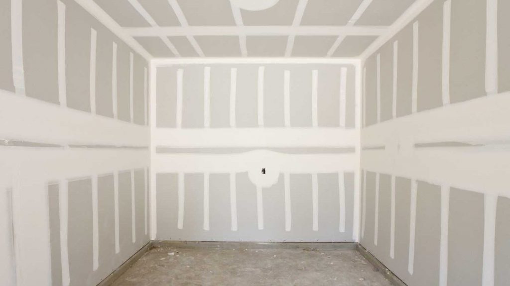 Room with drywall, mud and taped