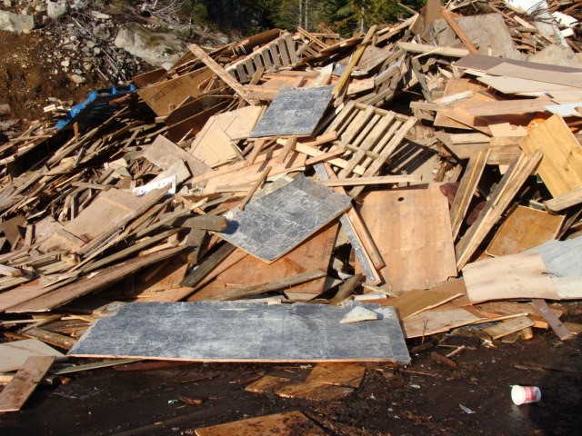 large area of waste that includes building materials