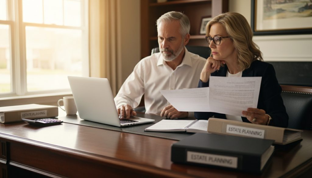 A men and women infornt of laptop & Social Security Retirement Planning